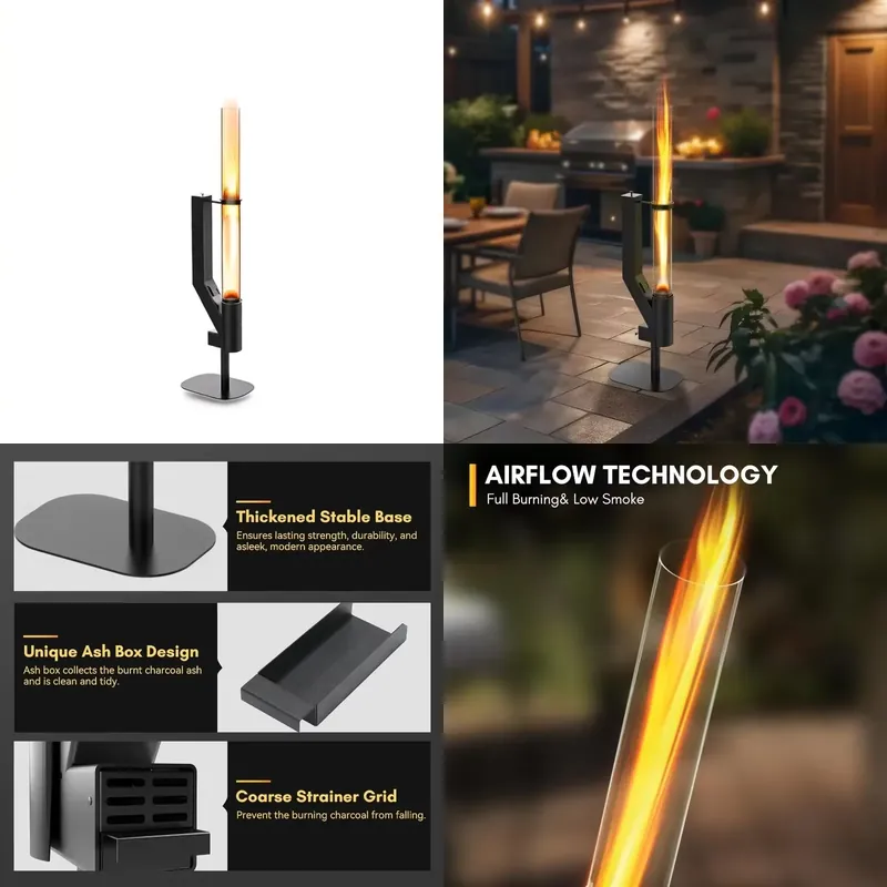 Outdoor Camping Heater - Pelletkachel voor terras met glazen rookkanaal,