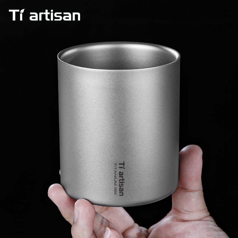 Outdoor Camping Games - Tiartisan 380ml Titanium Koffiemok Zonder Handvat