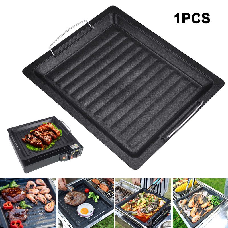 Outdoor Camping Cooking Set - Buiten dikke vierkante grillpan met twee