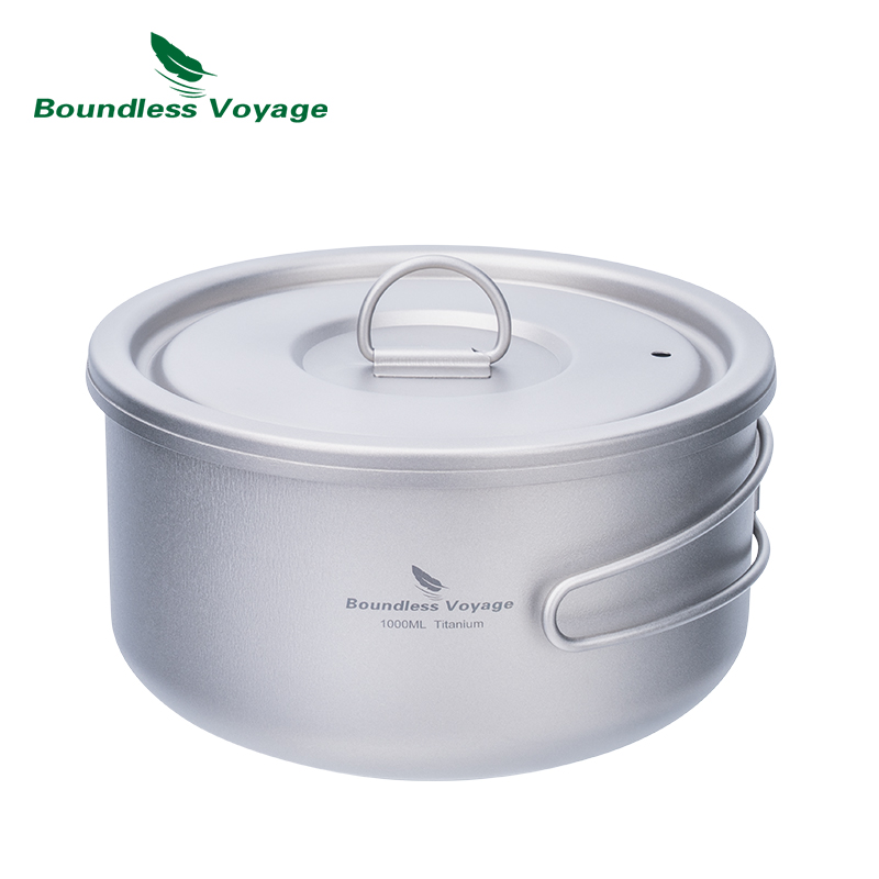 Outdoor Camping Cooking Set - Boundless Voyage Titanium Campingpot met Deksel