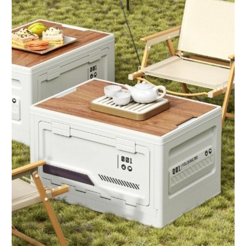 Outdoor Camping Folding Storage Box - Kofferbak Houten deksel Outdoor Camping Organizer