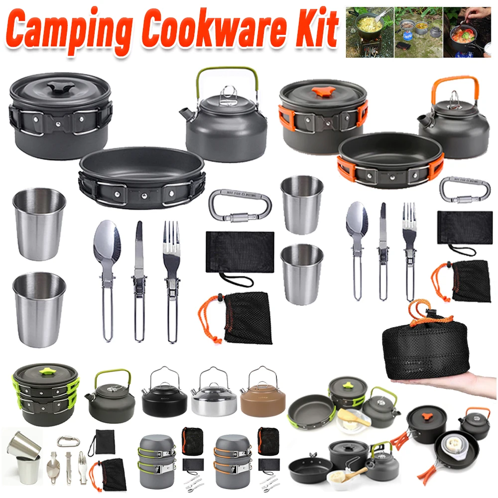 Outdoor Camping Cooking Set - Campingkookgerei Set Ketel Pot Pan Kookset
