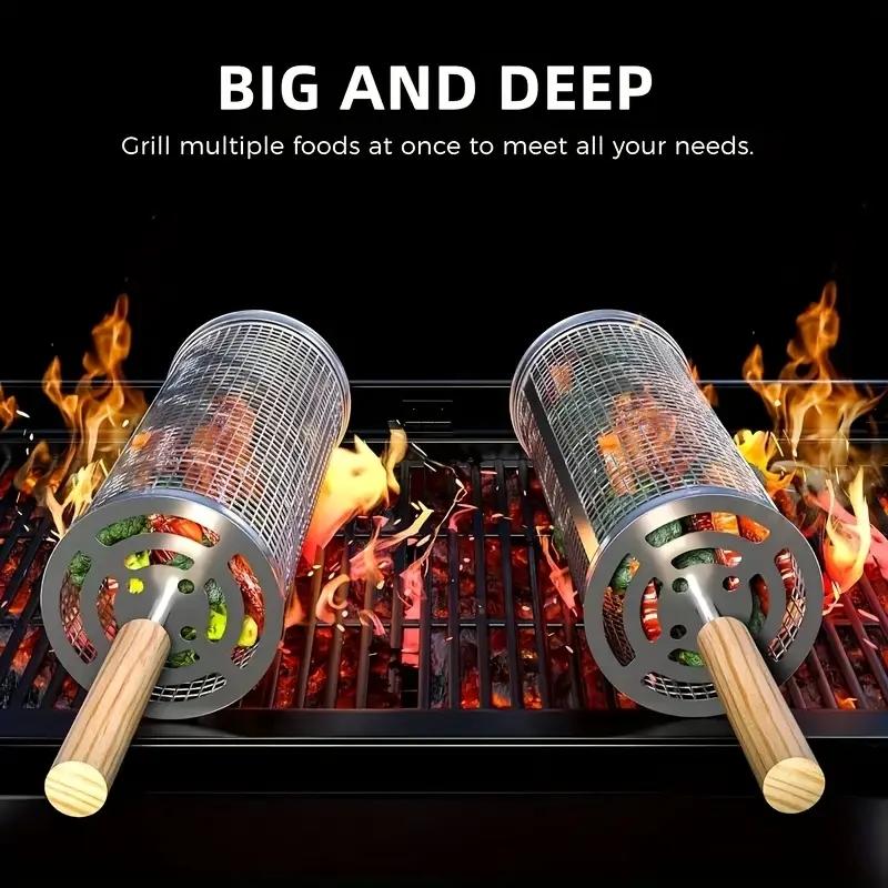 RVS BBQ Grillmand, Ronde Rolba - Outdoor Camping Cooking Set recensie en prijs