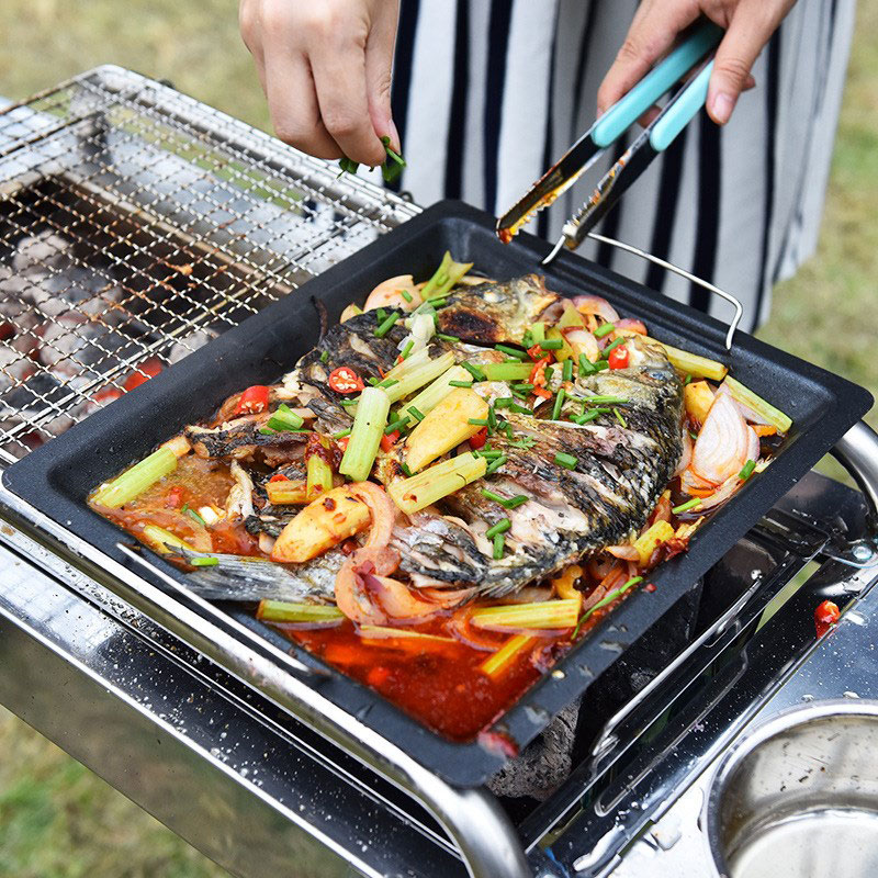 Buiten dikke vierkante grillpa - Outdoor Camping Cooking Set recensie en prijs