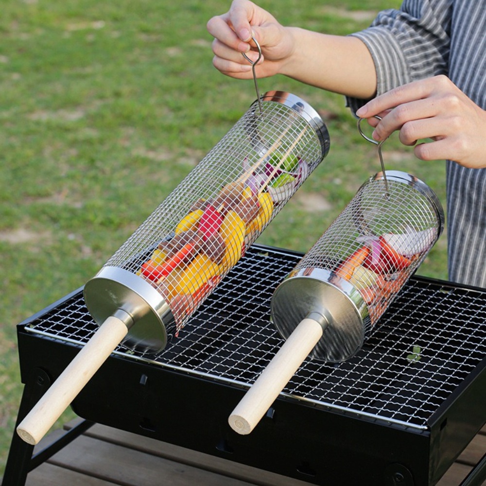 Roterende BBQ-grillmand van ro - Outdoor Camping Cooking Set recensie en prijs