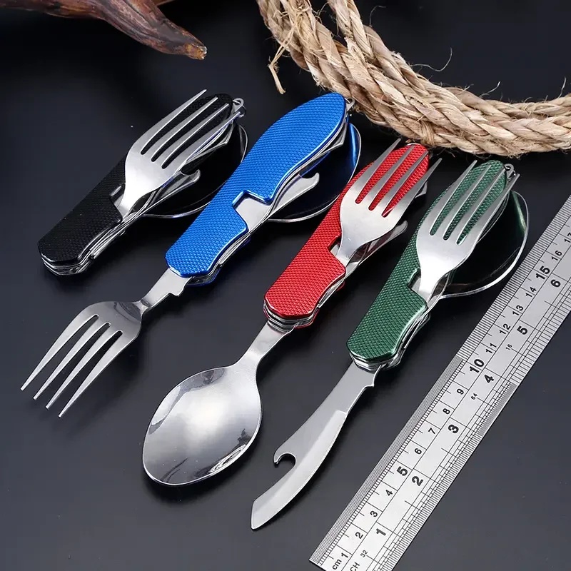 Roestvrijstalen bestek 4-in-1  - Outdoor Camping Games recensie en prijs
